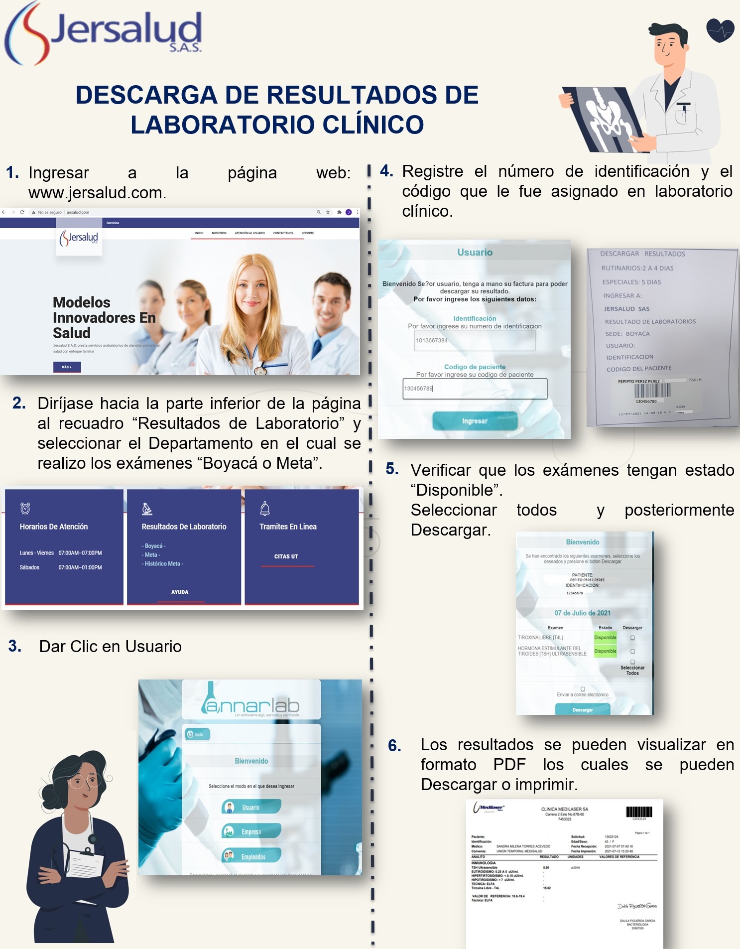 Instrucciones para la descarga de resultados de laboratorios
